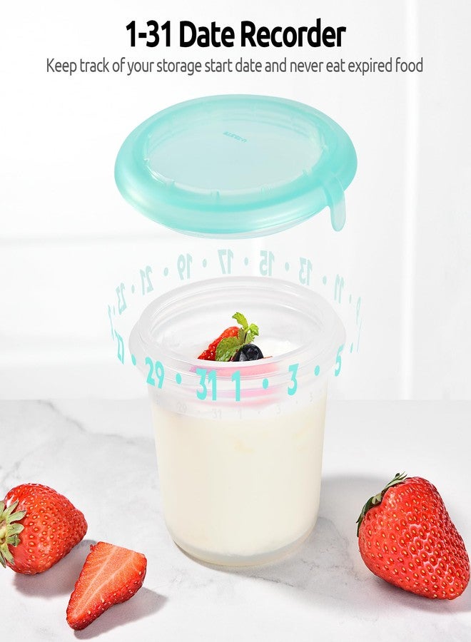 U-Taste 1 Cup Silicone Food Container: Small Kitchen Storage with Airtight Lid, Freezer & Microwave Safe, Fruit Box with Date Marking Circle, Clear Stackable for Meal Prep Portion (Set of 2, Aqua Sky) - Image 3